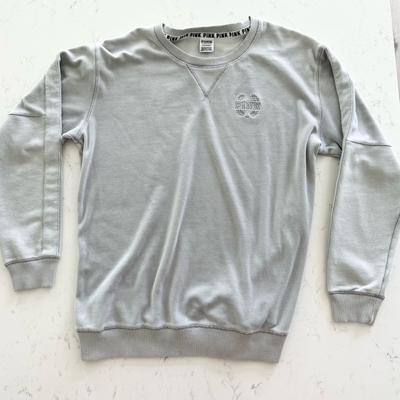 Victoria Secrets Pink Velour and Cotton Pullover Logo Sweatshirt - Picture 1 of 8